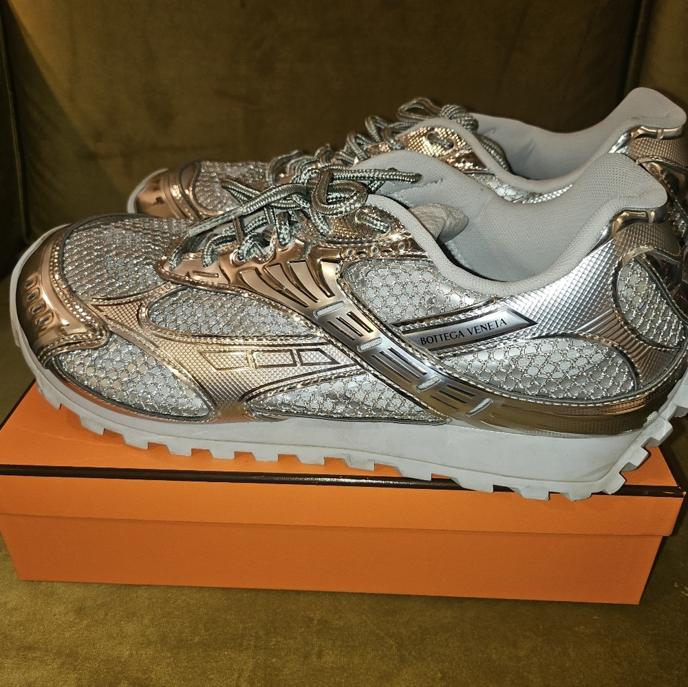 Bottega Veneta Metallic Silver  Orbit Sneakers
